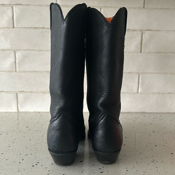 LARRY MAHAN Women’s 6.5B Black Leather Cowgirl Western Boots Handcrafted in USA - Picture 3 of 16